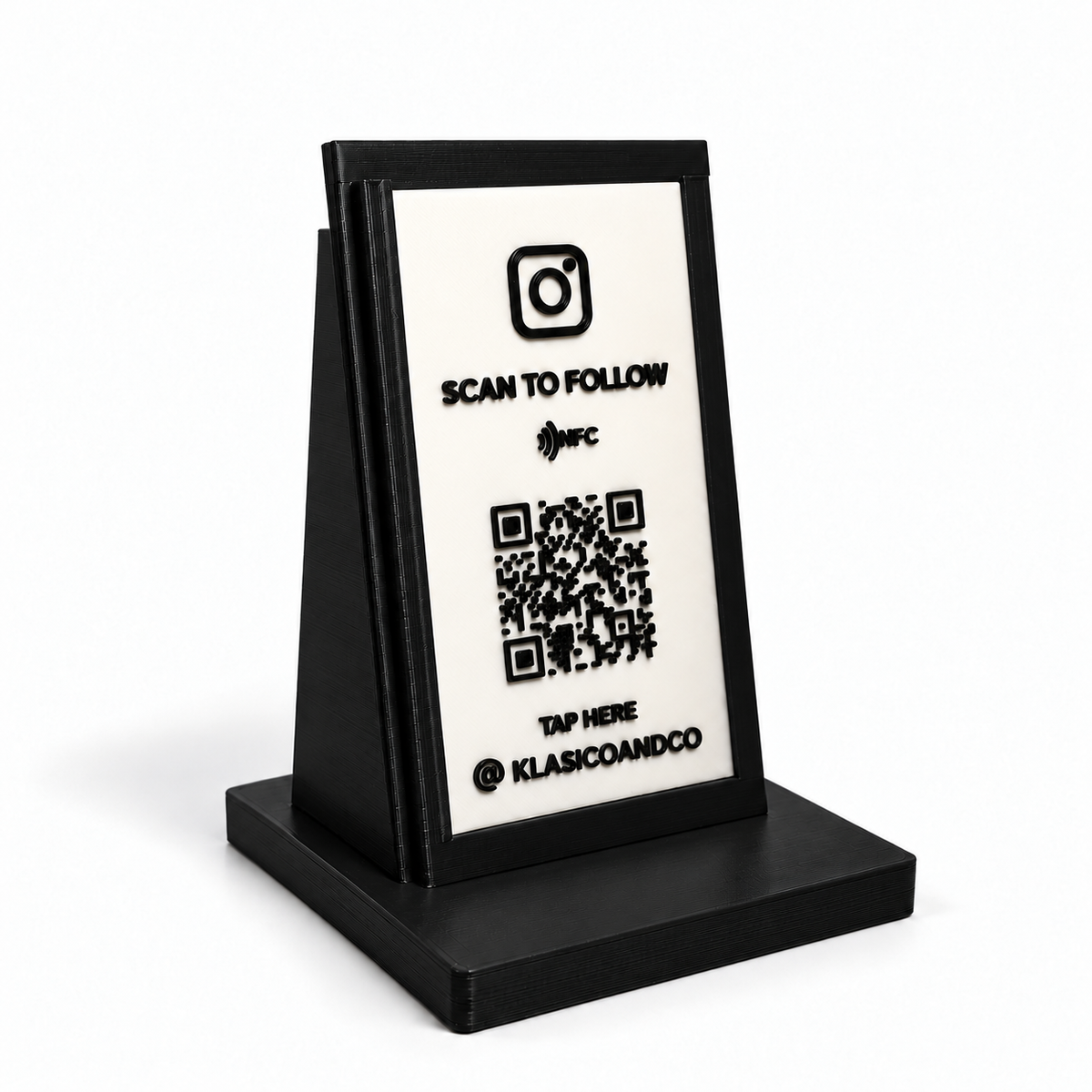 Portrait Custom QR + NFC Display Stand