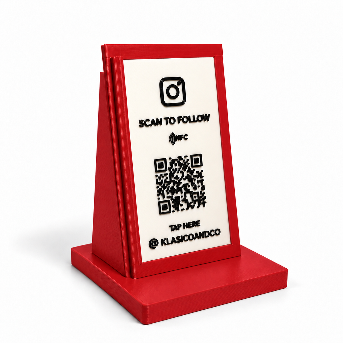 Portrait Custom QR + NFC Display Stand